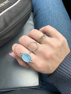 When I say that I have not taken this off since I made the first sample, I mean it! The bright silver pairs so well with the sky-like tone of blue in this gemstone. This stunning blue chalcedony ring is made of sterling silver material. The stone is 16mmx12mm. If you're into it: A creative stone, Blue Chalcedony imparts mental flexibility and verbal dexterity. It stimulates the ability to learn new languages and improves memory. Gives feelings of light-heartedness and optimism. Improves self-per Mental Flexibility, Blue Chalcedony Ring, Chalcedony Ring, Improve Memory, Mean It, Blue Chalcedony, Silver Material, Gemstones, Sterling Silver