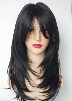 Black Hair Wigs, Haircuts Straight Hair, Penteado Cabelo Curto, Long Black Hair, Long Layered Hair, Haircuts For Long Hair, Hair Fibers, Long Hair Cuts, Layered Haircuts