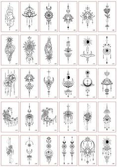 an image of different designs on the back of a sheet of paper with numbers and symbols