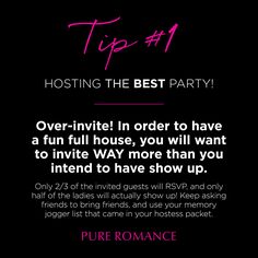 a black background with pink text that says tips 1 hosting the best party over - in - line order to have a fun house, you will want to int