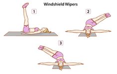 a woman doing an upside down yoga pose with the words windshell wipers above her head