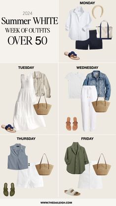 2024 Coastal Summer Capsule Wardrobe — THE DAILEIGH Grandma Summer Outfits, Creating Outfits, Classic Outfits For Women, Weekend Fashion, Coastal Summer, Mom Wardrobe, Clothes For Women Over 50, Summer Styling, Quoi Porter