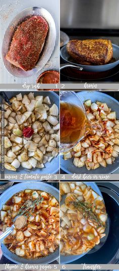 the steps to make an entree with meat and potatoes