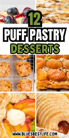 A collection of puff pastry dessert recipes. Nutella And Puff Pastry, Puff Pastry Churros, Desserts With Apples, Quick Puff Pastry, Pastry Snacks, Puff Pastry Snacks, Puffed Pastry