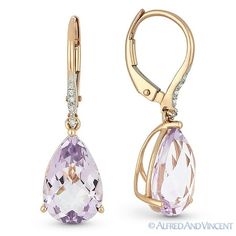 The featured earrings are cast in 14k rose gold and showcase pear-shaped checkerboard pink amethyst gemstones dangling from leverback posts adorned with round cut diamonds accents. Your purchase will include a 30-Day Exchange or Money-Back Guarantee & Free US Shipping. Please email us for more details regarding this listing. Size: one size.  Color: Metal Type.  Gender: female.  Age Group: adult. Diamond Dangling Earrings, Masonic Ring, Gem Diamonds, Solitaire Pendant Necklace, Amethyst Gem, Pink Amethyst, Dangling Earrings, Womens Wedding Bands, Fine Earrings