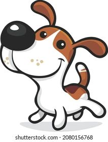 a cartoon dog running with its mouth open