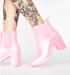 dolls kill - $60, size 6 Pink Rain Boots, Pink Rain, Dolls Kill, Rain Boots, Size 6, Dolls, Heels, Boots, Pink