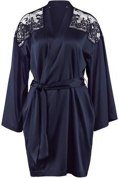 The Midnight Whisper kimono is a modern and elegant piece. It is made of luxurious silk satin and features openwork lace insets on the shoulders. A detachable sash belt allows for versatile styling.• Designed in France by Aubade.• Luxury kimono in blue.• 19mm stretch silk.• Rigid leavers lace on the shoulders.• Mid-length.• Self-tie belt. Explore the complete Midnight Whisper silk nightwear collection here.Composition: main (92% silk, 8% elastane), lace (81% polyamide, 19% elastane).Hand wash on Luxury Kimono, Men Nightwear, Demi Bras, Silk Nightwear, High Waisted Briefs, Silk Camisole, Sash Belt, The Midnight, Japanese Outfits