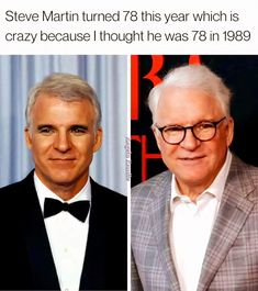 two men wearing suits and bow ties, one is older the other has white hair