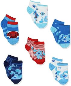 Blue's Clues & You Baby Toddler 6 Pack Quarter Socks These awesome Blue's Clues socks come in baby sock size 12-24 Months and toddler sock size Small. Sock size Small (4-6) fits shoe size 7 M US Toddler - 10 M US Toddler. #bluesclues #bluescluesandyou #baby #toddler #socks #sockset #bluecluesandyouclothing #babysocks #toddlersocks #amazon #shopamazon #amaoznprime #yankeetoybox Blues Clues Mailbox, Blues Clues Characters, Blue's Clues And You, Outside Baby Showers, Quarter Socks, Blue's Clues, Blue’s Clues, Room Baby