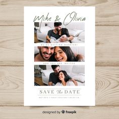 save the date card with three photos on it and text that reads make & divine