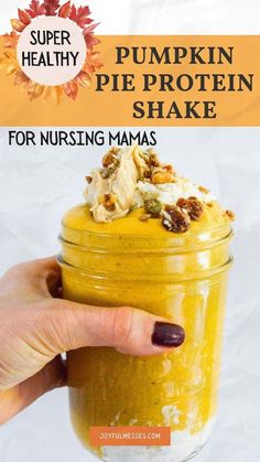 Searching for healthy and yummy fall-themed breastfeeding snacks? Look no further than this delicious pumpkin pie protein shake for nursing mamas that has all the feels of fall! A pumpkin pie lactation shake is such a delicious, healthy way to get in your pumpkin pie cravings while boosting your milk supply! Fall in love with our Pumpkin Pie Protein Breastfeeding Smoothie - the perfect blend of flavor and fitness! Ideal for breast milk supply and healthy postpartum weight loss. Breastfeeding Smoothie Recipes, Healthy Breastfeeding Meals, Pumpkin Pie Protein Shake, Healthy Postpartum, Breastfeeding Smoothie, Healthy Breastfeeding Snacks, Protein Smoothie Recipes Healthy, Lactation Recipes Smoothie, Healthy Protein Smoothies