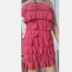 Sexy Ruffled Dress Size Small, New Without Tags. In Excellent Condition. Stretchy. Hot Pink. Pink Fitted Strapless Ruffle Dress, Feminine Bodycon Mini Dress With Ruffles, Feminine Tiered Mini Dress For Night Out, Flirty Stretch Mini Dress With Ruffles, Stretch Strapless Dress With Ruffles For Date Night, Stretch Mini Strapless Dress With Ruffles, Strapless Stretch Ruffle Mini Dress, Ruffled Stretch Mini Dress For Night Out, Stretch Ruffle Mini Dress For Date Night