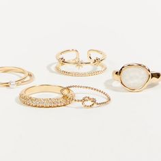 Enhance Your Ring Collection With This 6-Pack Of Glitz Dainty Rings, Offering A Variety Of Sparkling Designs That Effortlessly Add A Touch Of Glamour To Your Outfits For Any Occasion. Fit: Fitted Trendy White Wedding Ring, Trendy White Wedding Jewelry, Elegant White Crystal Ring For Everyday, Elegant Everyday White Crystal Ring, Dainty White Crystal Ring, Everyday White Midi Rings, White Stackable Midi Rings, Monogrammed Cuff, Western Rings