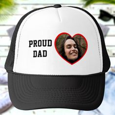 Proud Dad Custom Photo Text Heart Personalized Trucker Hat Clothes Shirt, Sweater Tshirt