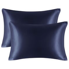 two black satin pillows sitting next to each other