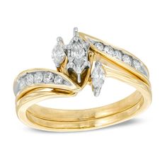 two tone gold wedding ring set with diamonds