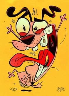 an image of a cartoon character running with his mouth open and eyes wide open in the air