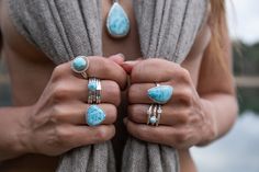 Lovely and Unique Three Banded Larimar and Rainbow Moonstone Ring set in 92.5% Sterling Silver. -------------------------------------------------------------------------- Bohemian Silver Larimar Jewelry, Bohemian Larimar Ring As A Gift, Unique Larimar Jewelry For Anniversary, Adjustable Larimar Jewelry For Anniversary, Handmade Larimar Jewelry, Handmade Unique Larimar Jewelry, Spiritual Round Larimar Jewelry, Bohemian Larimar Jewelry With Natural Stones, Bohemian Larimar Natural Stone Jewelry