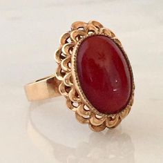 Victorian 14k Gold Red Ring, Victorian Style 14k Gold Red Ring, Victorian Style Red 14k Gold Ring, Antique Red Oval Filigree Ring, Gold Rings Online, Mens Ring Designs, Gold Chains For Men, Gold Rings Fashion