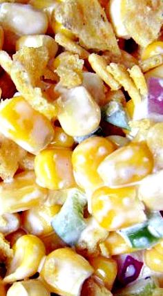 corn kernels are mixed together and ready to be eaten