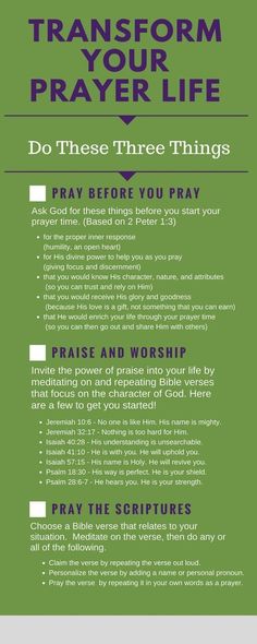 a poster with the words, transform your prayer life do these three things pray before you pray