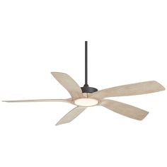 a ceiling fan with two blades on the top and one light on the bottom,