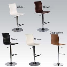 four different types of bar stools with names