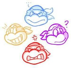 four different types of cartoon faces