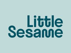 the words little sesane are in blue and black on a light blue background