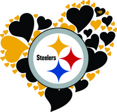 the pittsburgh steeles logo surrounded by hearts