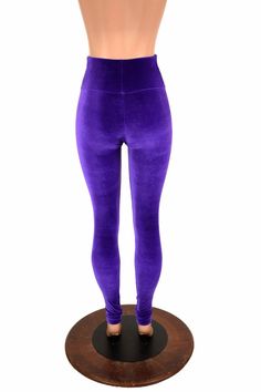 "This item is made to order, please read all the way through the listing before purchasing! These leggings are made of deep purple stretch velvet, with a flattering 11\" high rise, and a smooth anti muffin top waistband. This velvet is soooo soft, not the cheap and itchy panne, this is true lycra velvet. Smooth as butter, and so flattering and comfy! Inseam: 32\" Rise: 11\" If you would like a shorter or longer inseam, please enter it in the notes at checkout! Womens Sizing (See below for instru Purple Fitted Full-length Tights, Purple Fitted Full Length Tights, Fitted Full Length Purple Tights, Stretch Velvet Full-length Bottoms, Stretch Velvet Full Length Bottoms, Full Length Velvet Stretch Bottoms, Purple Tight Full-length Leggings, High Stretch Full Length Purple Leggings, Fitted Purple Leggings For Yoga