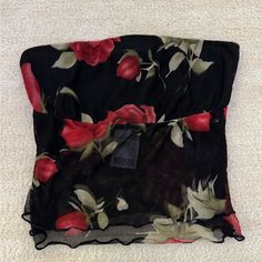 Urban Outfitters Mesh Tube Top With Roses Perfect Condition - Never Worn, With Tags Size S Mesh Tube Top, Urban Outfitters Top, Tube Top, New Color, Black Red, Black And Red, Roses