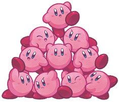 a pile of pink smiley faces sitting on top of each other in front of a white background