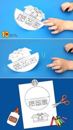 two pictures showing how to make a paper boat