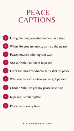 a poster with the words peace captions on it