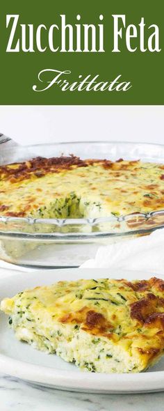 zucchini feta filled with cheese and spinach in a glass pie dish