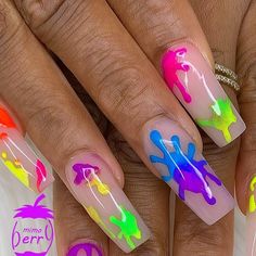 BEAUTY BY MIMOBERRY® on Instagram: "@pfynnwil 💛🧡❤️💜💚💛💙🖤💓 # #hands #nails #gelnails #gelmanicure #gelpolish #nailsshape #glitternails @mimoberry #gelnailpolish #rhinestones #nailpolishaddict #naildesigns #nailswag #nail💅 #nailsdone #nailsbyme #yearofreturn #nailstagram #color #ghananails #mimoberry @mimoberry 💙💚💛🧡❤️💜🖤💗 #Mimoberrygelpolish #nailmagazine" Carnival Nails, Hands Nails, Nail Bling, Nail Work, Nail Business, Long Acrylic Nail Designs, Ombre Nails Glitter