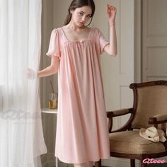 Paradise Found Princess Sleepwear Ensemble Feminine Summer Sleepwear For Home, Feminine Solid Color Summer Sleepwear, Solid Color Sleepwear For Lounging, Sleepwear Dress, Sleepwear Sets, Sleep Shirt, Cotton Pyjamas, Long Sleeve Pyjamas, Comforters Cozy