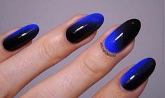 Nail Art Noir, Black And Blue Nails, Black Ombre Nails, Gradient Nail Design, Blue Ombre Nails, Blue Nail Art Designs, Ombre Nail Art Designs, Nails Yellow, Black Nail Art