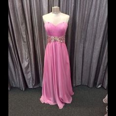 Long Chiffon Dress With Beaded Belt Pink Fitted Chiffon Dress For Prom, Pink Chiffon Maxi Dress With Sweetheart Neckline, Pink Chiffon Dress With Ruched Bodice, Chiffon Dresses With Lined Bodice For Prom Season, Pink Chiffon Evening Dress For Formal Occasions, Formal Pink Chiffon Evening Dress, Formal Pink Chiffon Dress, Pink Chiffon Dress With Sweetheart Neckline, Pink Chiffon Dress With Fitted Bodice