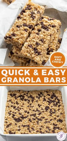 quick and easy granola bars with text overlay