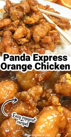 panda express orange chicken with chopsticks on top and in the background, an easy recipe