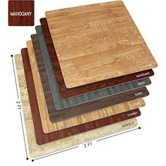 four different types of cutting boards are shown with measurements for each board and the width