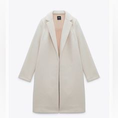 Beautiful Medium-Weight Ecru Coat W Lapels. Never Worn. Plain Beige Outerwear For Spring, Beige Plain Outerwear For Spring, Chic Plain Spring Outerwear, White Coat, White Cream, Cream White, Medium Weight, Duster Coat, Jackets For Women