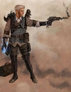 Gunslinger Martial Archetype for Fighters Martial Archetype, Steampunk Characters, Critical Role Fan Art, Model Sheet, Dungeons And Dragons Characters, Steampunk Art, Dungeon Master, Fantasy Rpg, Critical Role