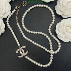 Size: Standard Size It comes with Dust box, Care manual, Tag, and Paper bag. Chanel Pearl Necklace, Chrome Hearts Jewelry, Chanel Jewelry Necklace, Chanel Jewelry Earrings, Chanel Pearl, Pearl Letters, Necklace Top, Chanel Necklace, Long Pearl Necklaces