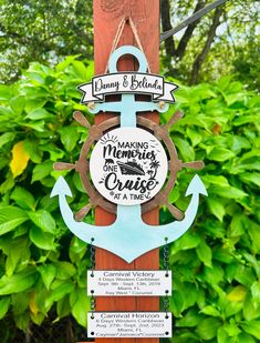 This anchor and wheel cruise tracker sign is perfect for those that love cruising! Track each memory with this commemorative sign that can be taken on each cruise from now on! Cruise Door Signs Cabin, Carnival Horizon, Honeymoon Tips, Cruise Ideas, Cruise Life, Fl Keys, Honeymoon Cruise, Cruise Door, Cabin Doors