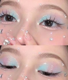 Blue And Pink Makeup, Types Of Makeup Styles, Pastel Makeup, Cute Eye Makeup, Doll Eye Makeup, Kawaii Makeup, Take Care Of Your Skin, Ethereal Makeup, 사진 촬영 포즈