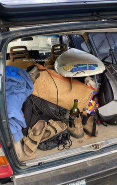 there are many items in the back of this car